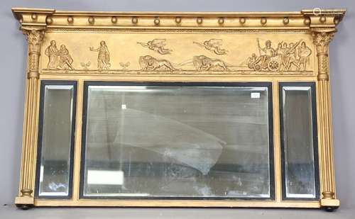 A 19th century Neoclassical Revival gilt painted overmantel ...