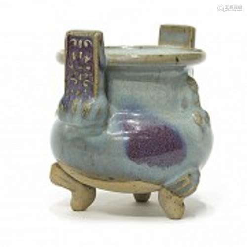 Glazed ceramic censer, Jun, Jin dynasty (1125-1234)