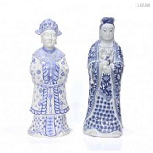 Two glazed porcelain servants, 20th century