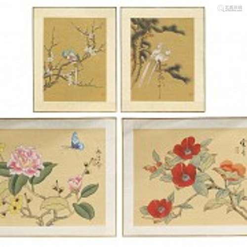 Lot of four paintings, 20th century, China.