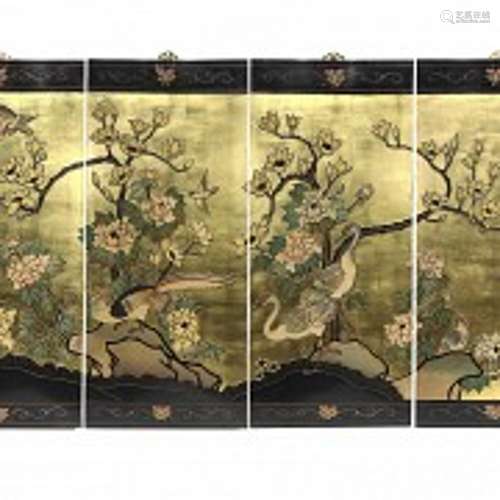 Chinese four-leaf folding screen, 20th century