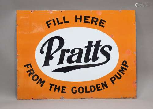 A Pratts 'Fill Here from the Golden Pump' enamel advertising...