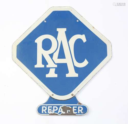 An RAC 'Repairer' double-sided enamel advertising sign