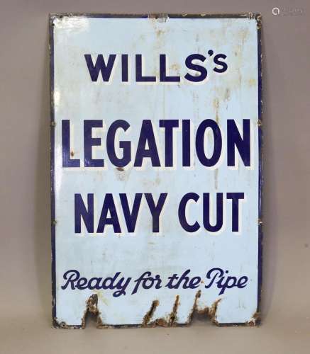 A Wills's Legation Navy Cut enamel advertising sign