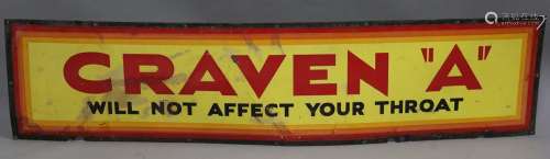 A Craven 'A' 'Will Not Affect Your Throat' enamel advertisin...