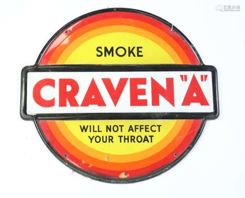 A Craven 'A' 'Will Not Affect Your Throat' circular enamel a...