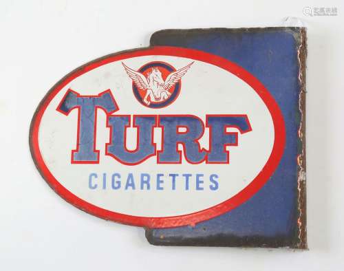 A Turf Cigarettes double-sided enamel advertising sign