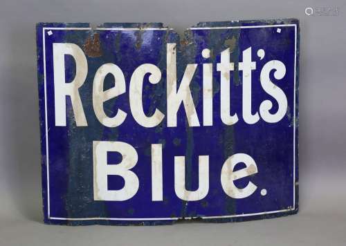 A Reckitt's Blue enamel advertising sign