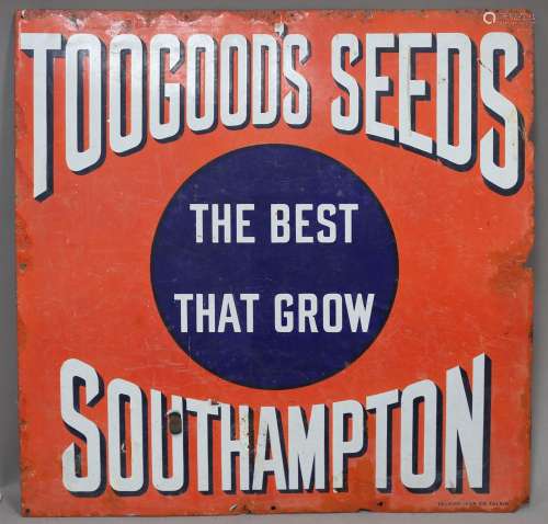 A Toogood's Seeds 'The Best That Grow' enamel advertising si...