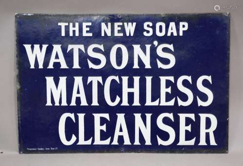 A Watson's Matchless Cleanser enamel advertising sign