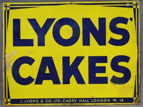 A Lyons' Cakes enamel advertising sign