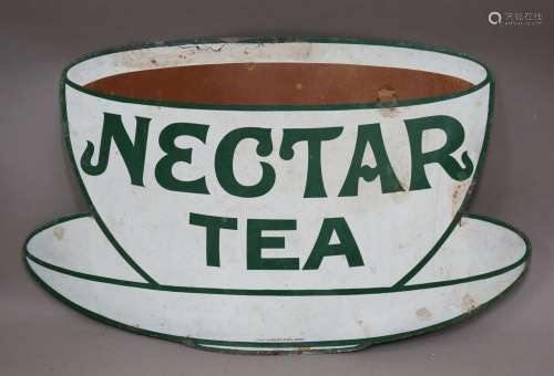 A large Nectar Tea pictorial enamel advertising sign in the ...