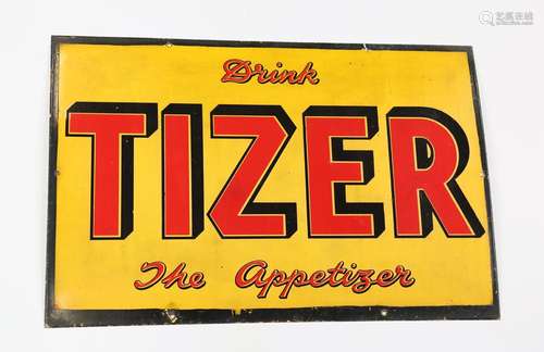 A Drink Tizer 'The Appetizer' enamel advertising sign