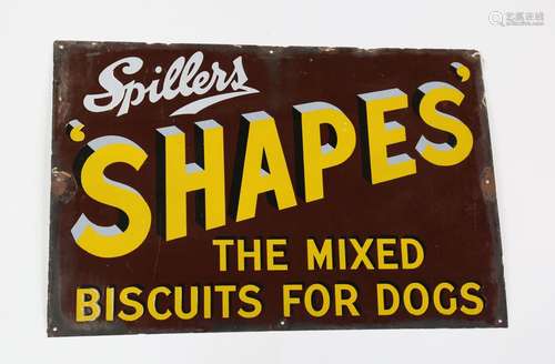 A Spillers Shapes 'The Mixed Biscuits for Dogs' enamel adver...