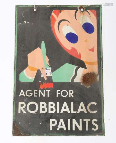 A Robbialac Paints double-sided pictorial enamel advertising...