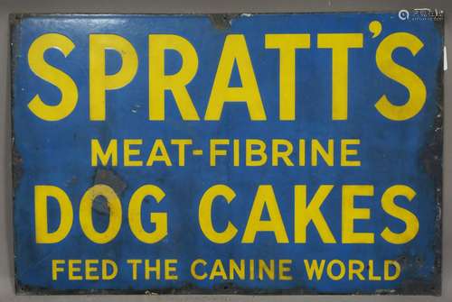 A Spratt's Meat-Fibrine Dog Cakes enamel advertising sign