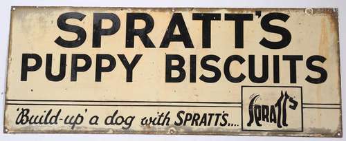 A Spratt's Puppy Biscuits enamel advertising sign