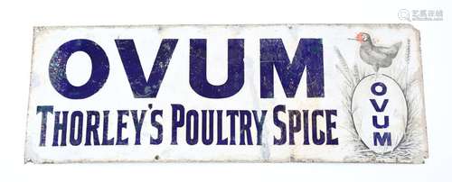 An Ovum Thorley's Poultry Spice enamel advertising sign