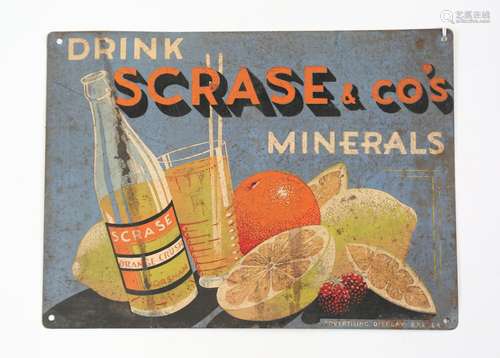 A Drink Scrase & Co's Minerals pictorial enamel advertis...