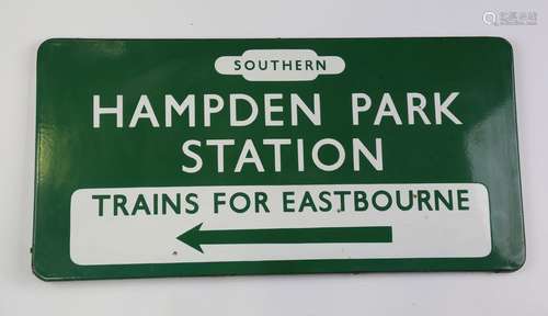 A British Railways Southern green enamel direction sign for ...