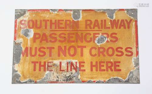 A Southern Railway enamel warning sign