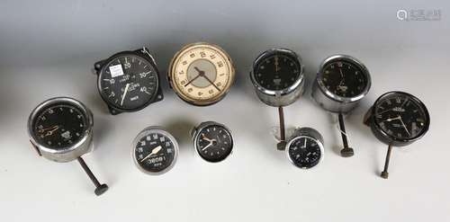 A Jaeger 8 day automobile dashboard clock and a small collec...