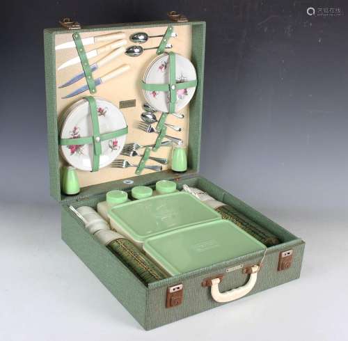 A 1960s Brexton picnic set with original contents and green ...