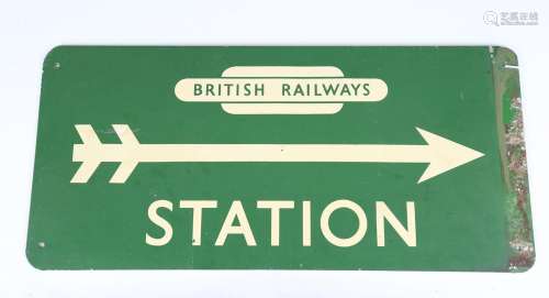 A British Railways double-sided enamel station direction sig...