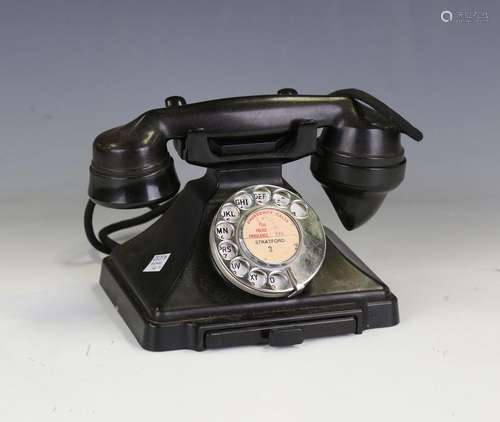 A GPO 200 series black Bakelite pyramid telephone