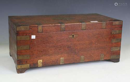 A 19th century colonial campaign style teak box