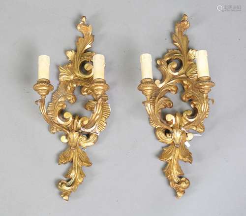 A pair of 20th century Florentine style giltwood two-branch ...