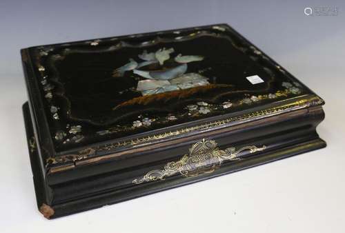 A mid-Victorian papier-mâché and mother-of-pearl inlaid writ...