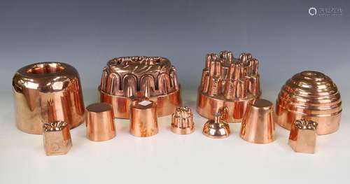 A Victorian copper jelly mould of typical castellated form