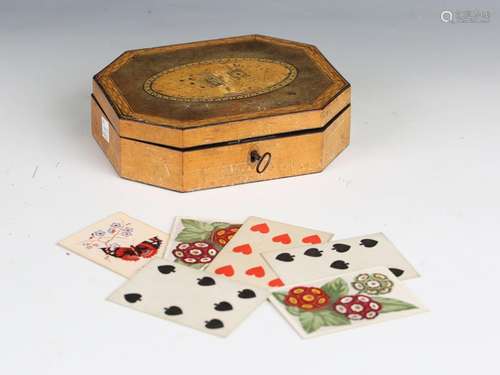 A George III sycamore and chequer inlaid canted rectangular ...