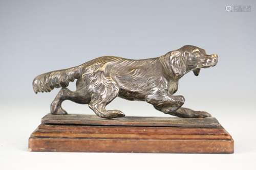 An early 20th century silvered cast bronze model of a spanie...