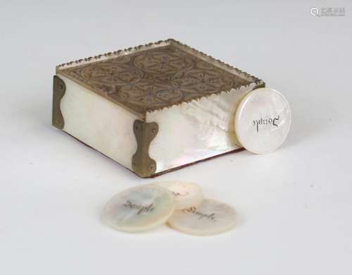 A 19th century French mother-of-pearl gaming counter box