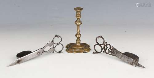 A pair of 18th century cut steel candle snuffers