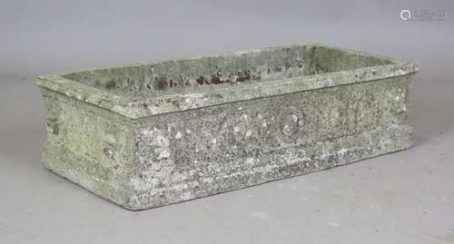 A 20th century cast composition stone rectangular garden tro...