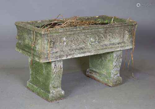 A 20th century cast composition stone planter of rectangular...