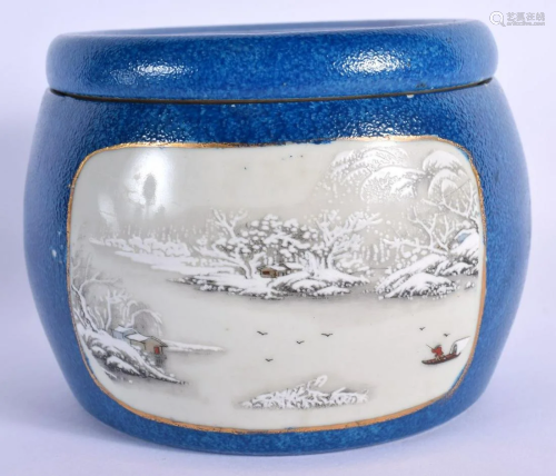 A RARE CHINESE REPUBLICAN PERIOD BLUE GLAZED CENSER AND COVE...