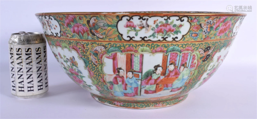 A LARGE MID 19TH CENTURY CHINESE CANTON FAMILLE ROSE PUNCH B...