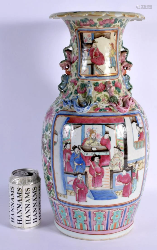 A LARGE 19TH CENTURY CHINESE CANTON FAMILLE ROSE VASE Qing, ...
