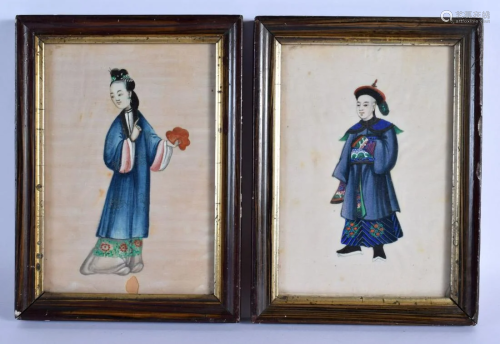 Chinese School (19th Century) Pith, Watercolours, Figures. 2...