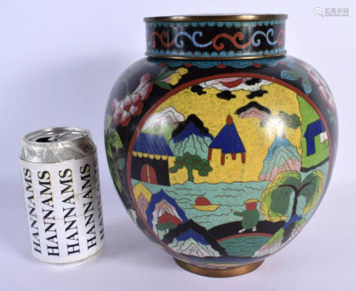 A LARGE LATE 19TH CENTURY CHINESE CLOISONNE GINGER JAR AND C...