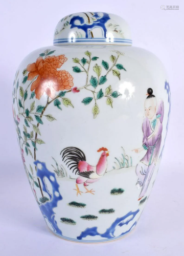 AN EARLY 20TH CENTURY CHINESE FAMILLE ROSE JAR AND COVER Lat...