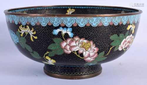 A LARGE EARLY 20TH CENTURY CHINESE CLOISONNE ENAMEL BOWL Lat...