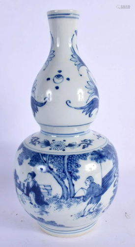 A 19TH CENTURY CHINESE BLUE AND WHITE DOUBLE GOURD VASE pain...