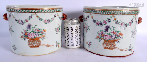 A LARGE PAIR OF 18TH CENTURY CHINESE EXPORT FAMILLE ROSE JAR...