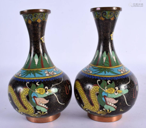 A PAIR OF EARLY 20TH CENTURY CHINESE CLOISONNE ENAMEL VASES ...