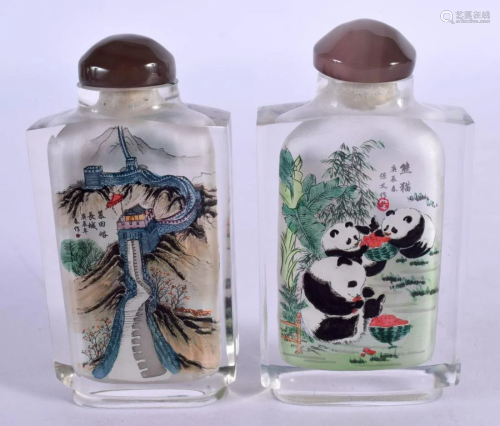 TWO CHINESE REPUBLICAN PERIOD REVERSE PAINTED SNUFF BOTTLES....